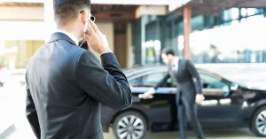 Security personnel protecting an executive