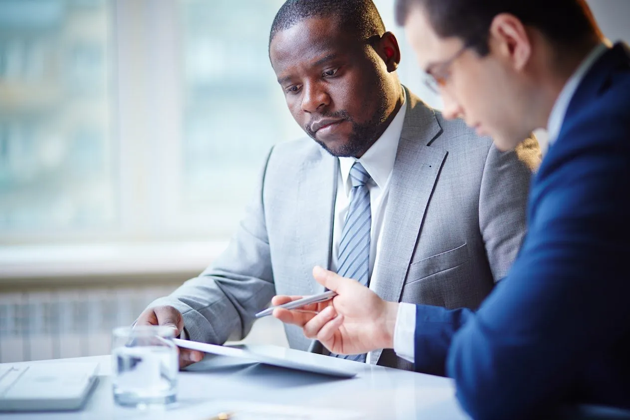 Male partners discussing importrant things